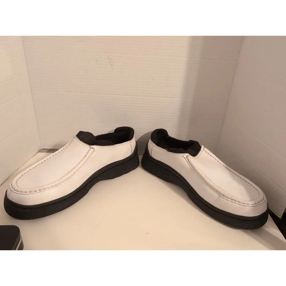 SAO Men's White‎ Slip On Loafers Leather Size 10.5